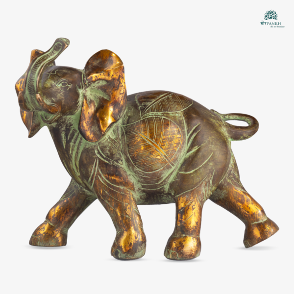 Handcrafted Brass Elephant Showpiece with Antique Finish - Image 2