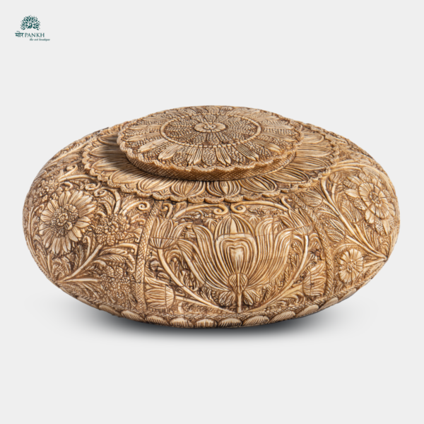 Hand-carved Round Wood and Camel-Bone - Image 3