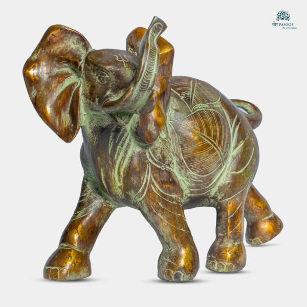 Handcrafted Brass Elephant Showpiece with Antique Finish