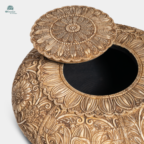 Hand-carved Round Wood and Camel-Bone - Image 2