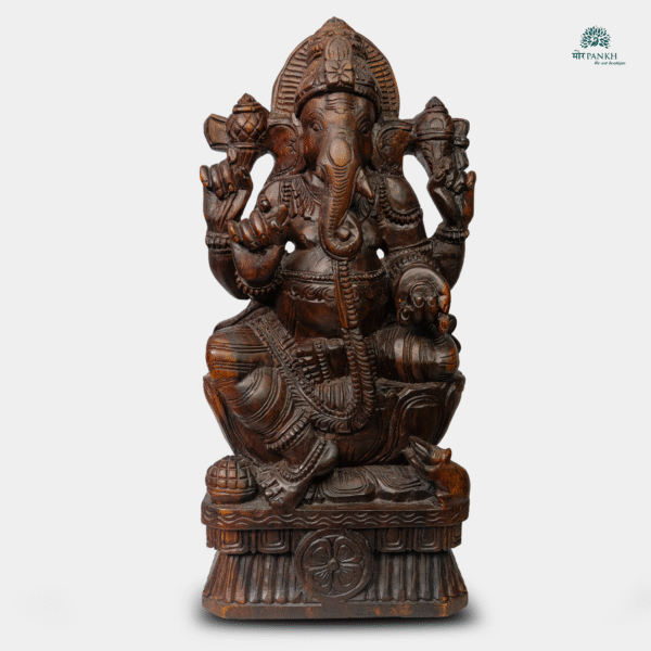 Hand-Carved Wooden Lord Ganesha Idol (2ft)