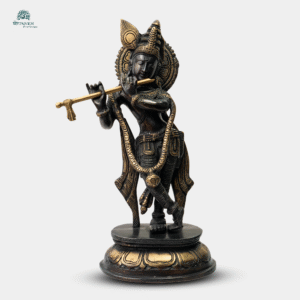 Handcrafted Brass Lord Krishna Idol in Black Finish