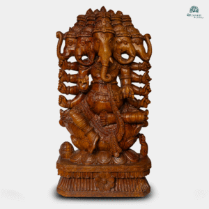 Hand-Carved Wooden Panchmukhi Lord Ganesha (3ft)