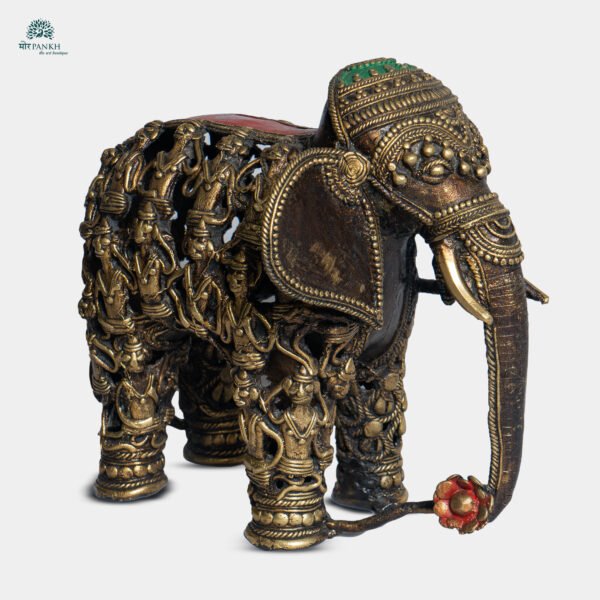 Dhokra Elephant Brass Décor Sculpture