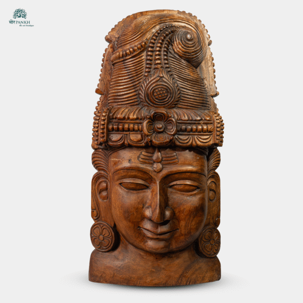 Hand-Carved Wooden Lord Shiva Wall Mask (2ft)