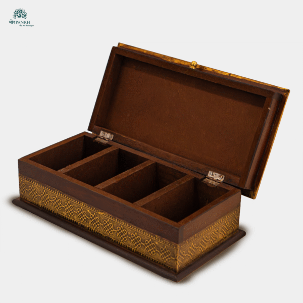 Handcrafted Brass and Wood Utility Box (teabag box) - Image 3