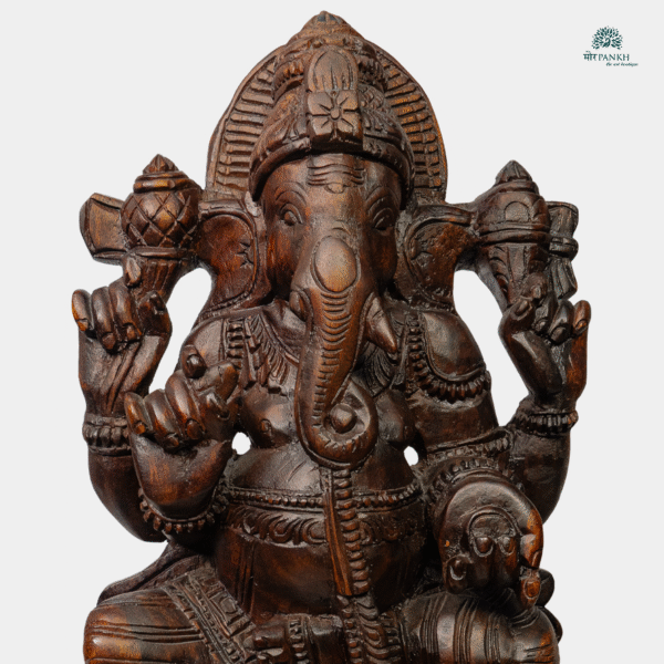 Hand-Carved Wooden Lord Ganesha Idol (2ft) - Image 3
