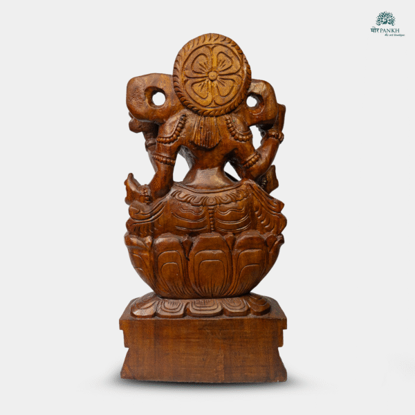 Hand-Carved Wooden Goddess Saraswati Idol (2ft) - Image 3