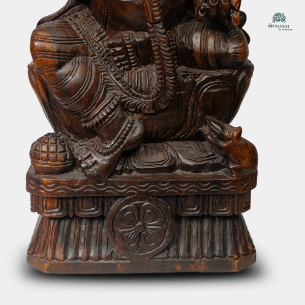 Hand-Carved Wooden Lord Ganesha Idol (2ft) - Image 2