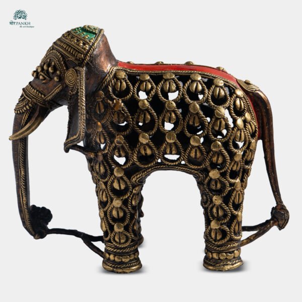 Dhokra Elephant Brass Décor Sculpture - Image 2