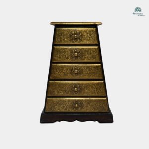 Brass and Wood Drawer Chest with Tapered Design