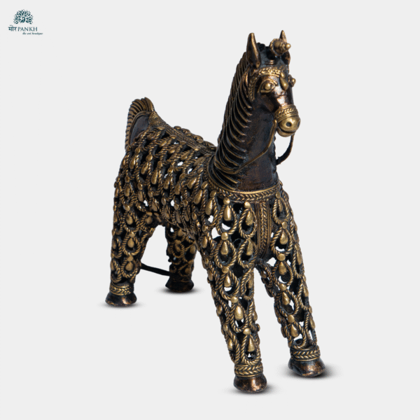 Dhokra Horse Brass Décor Sculpture