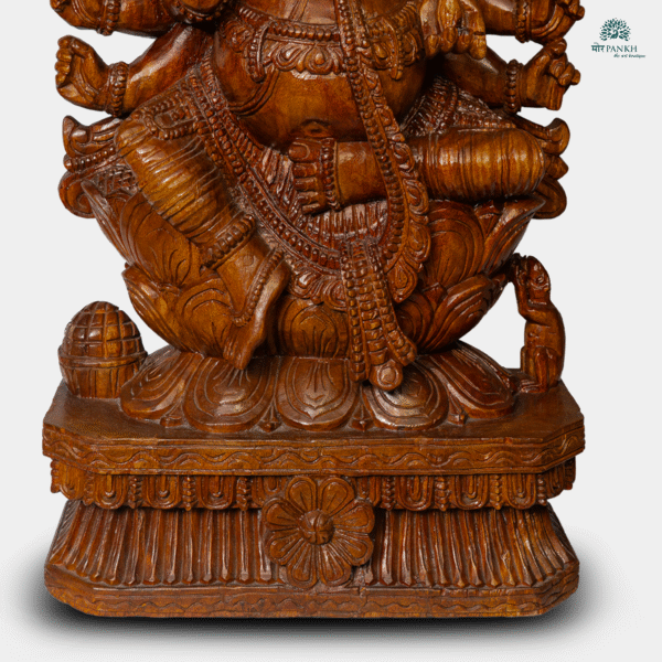 Hand-Carved Wooden Panchmukhi Lord Ganesha (3ft) - Image 2