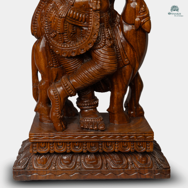 Hand-Carved Wooden Lord Krishna playing his Flute  (3ft) - Image 3
