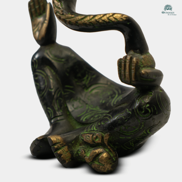 Ornate Brass Lord Ganesha Idol with Green Black Finish (Modern Ganesh Green)  - Image 2