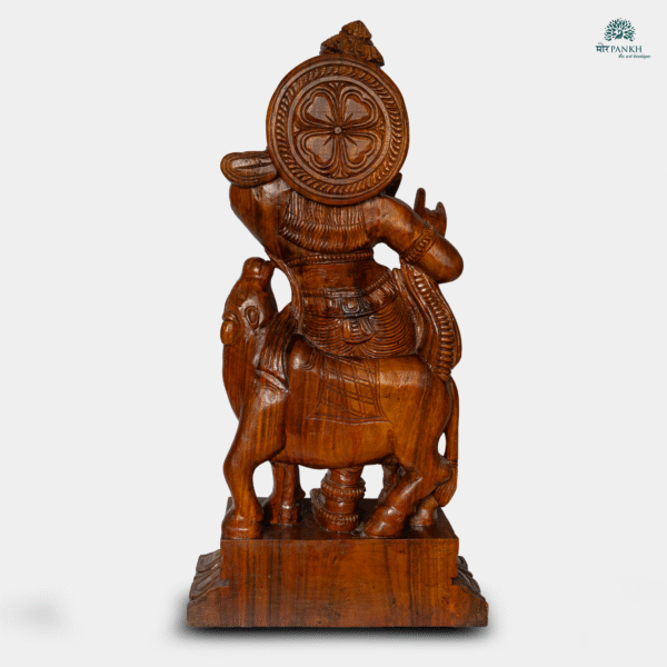 Hand-Carved Wooden Lord Krishna playing his Flute  (3ft) - Image 2