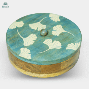 Handcrafted Wooden Masala Box – Floral Design 