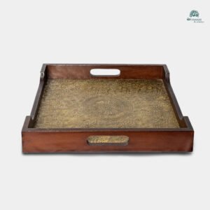 Square Handcrafted Tray with Brass Embossed Inlay
