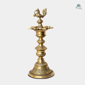 Regal Peacock Brass Oil Lamp