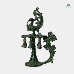 Handcrafted Brass Peacock Diya with Bells