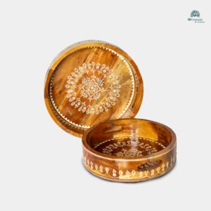 Handcrafted Wooden Round Tray – Set of 2