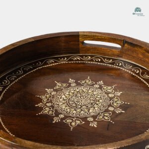 Handcrafted Wooden Tray – Classic Mandala Design